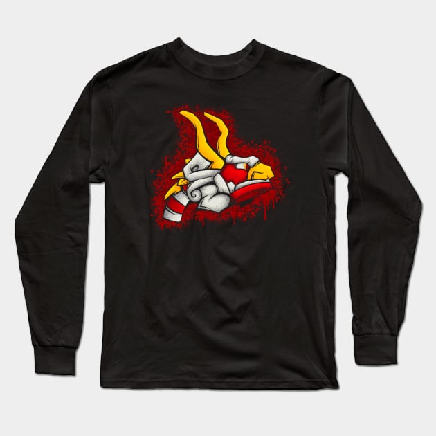 King of Red Lions Splatter Long Sleeve T-Shirt by JCoulterArtist